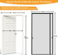 Wanoore Mágneses Szúnyogháló Ajtóra 100x200cm Fekete Automatikus Zárás 4