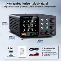 Laboratórny napájací zdroj WANPTEK 60V 5A, 3 pamäte a uzamykací kľúč, ochrana OCP, rýchlonabíjanie cez USB, 4-miestny LED displej, regulovateľný laboratórny zdroj 6