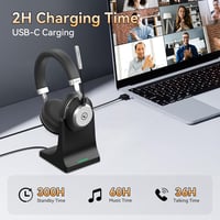 Wantek Wireless Bluetooth Headset Zajszűrő Mikrofonnal 45h Akkumulátor IPX4 Vízálló 2