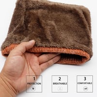 WANYIG Női téli kötött sapka sállal szett, barna-bézs csíkos beanie, 56-60 cm, őszi-téli meleg kiegészítő 3