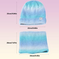 WANYIG Női téli kötött sapka sállal szett, barna-bézs csíkos beanie, 56-60 cm, őszi-téli meleg kiegészítő 7