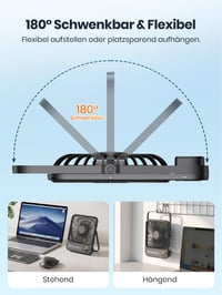 Prenosný stolový ventilátor Warmco D3 s batériou 10 000 mAh, výdrž 10 – 24 hodín, tichý nabíjateľný ventilátor 7