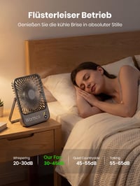 Prenosný stolový ventilátor Warmco D3 s batériou 10 000 mAh, výdrž 10 – 24 hodín, tichý nabíjateľný ventilátor 4