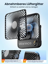 Prenosný stolový ventilátor Warmco D3 s batériou 10 000 mAh, výdrž 10 – 24 hodín, tichý nabíjateľný ventilátor 8