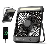 Nabíjateľný kempingový ventilátor Warmco D4, 20 000 mAh, LED svetlo, 48-hodinová výdrž, prenosný kempingový ventilátor so svetlom 1
