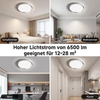 LED stropné svietidlo WARMELLE 48W 6500LM, priemer 38 cm, strieborné, s 3 teplotami farieb (3000K/4000K/6500K), ovládateľné nástenným vypínačom, bez blikania, CRI80+, do kancelárie, spálne a obývačky 8