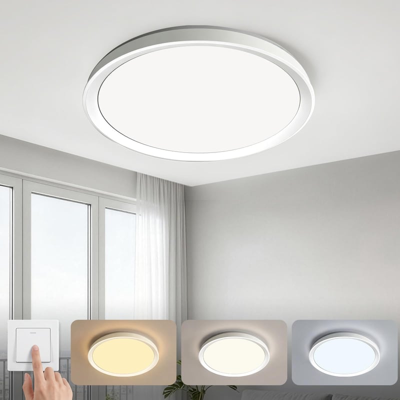 WARMELLE LED stropna svjetiljka 70W 9700lm, Ø48cm, bijela, 3 temperature boje (3000K/4000K/6500K) upravljanje prekidačem, CRI80+, za dnevni boravak, spavaću sobu