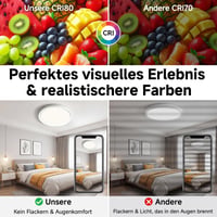 WARMELLE LED stropna svjetiljka 70W 9700lm, Ø48cm, bijela, 3 temperature boje (3000K/4000K/6500K) upravljanje prekidačem, CRI80+, za dnevni boravak, spavaću sobu 4