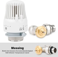 Warmfay 1/2 hüvelykes sarok termosztatikus radiátor szelep készlet sárgarézből fehér termosztátfejjel és visszatérő idommal fagyvédő állássa 4