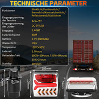 Warmfay Mágneses Vezeték Nélküli LED Hátsó Lámpák Utánfutóhoz 12/24V, Újratölthető Vízálló Világítás Teherautó Traktor 3