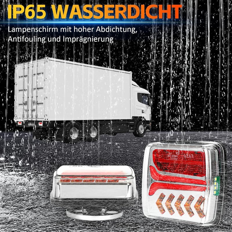 Warmfay Mágneses Vezeték Nélküli LED Hátsó Lámpák Utánfutóhoz 12/24V, Újratölthető Vízálló Világítás Teherautó Traktor