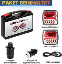Warmfay Mágneses Vezeték Nélküli LED Hátsó Lámpák Utánfutóhoz 12/24V, Újratölthető Vízálló Világítás Teherautó Traktor 6