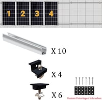 Sistem de montare panouri fotovoltaice Warmfay pentru acoperiș plat, șină de montaj din aluminiu 12 cm, clemă reglabilă neagră 30-35 mm, pentru acoperiș trapezoidal cu 4 panouri 5
