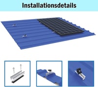 Sistem de montare panouri fotovoltaice Warmfay pentru acoperiș plat, șină de montaj din aluminiu 12 cm, clemă reglabilă neagră 30-35 mm, pentru acoperiș trapezoidal cu 4 panouri 4