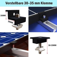 Sistem de montare panouri fotovoltaice Warmfay pentru acoperiș plat, șină de montaj din aluminiu 12 cm, clemă reglabilă neagră 30-35 mm, pentru acoperiș trapezoidal cu 4 panouri 3
