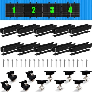 Warmfay napelem tartókészlet 4 modulhoz, 30-35 mm, lapos és trapézlemez tetőre - fekete