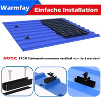 Warmfay napelem tartókészlet 4 modulhoz, 30-35 mm, lapos és trapézlemez tetőre - fekete 4