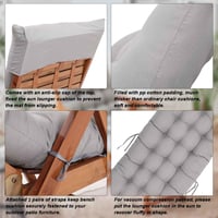 Husă pentru șezlong Warmiehomy 160x50x8 cm, Gri, Antiderapantă, Cu benzi reglabile, Pentru șezlong de grădină/exterior, Umplutură densă din bumbac PP 3
