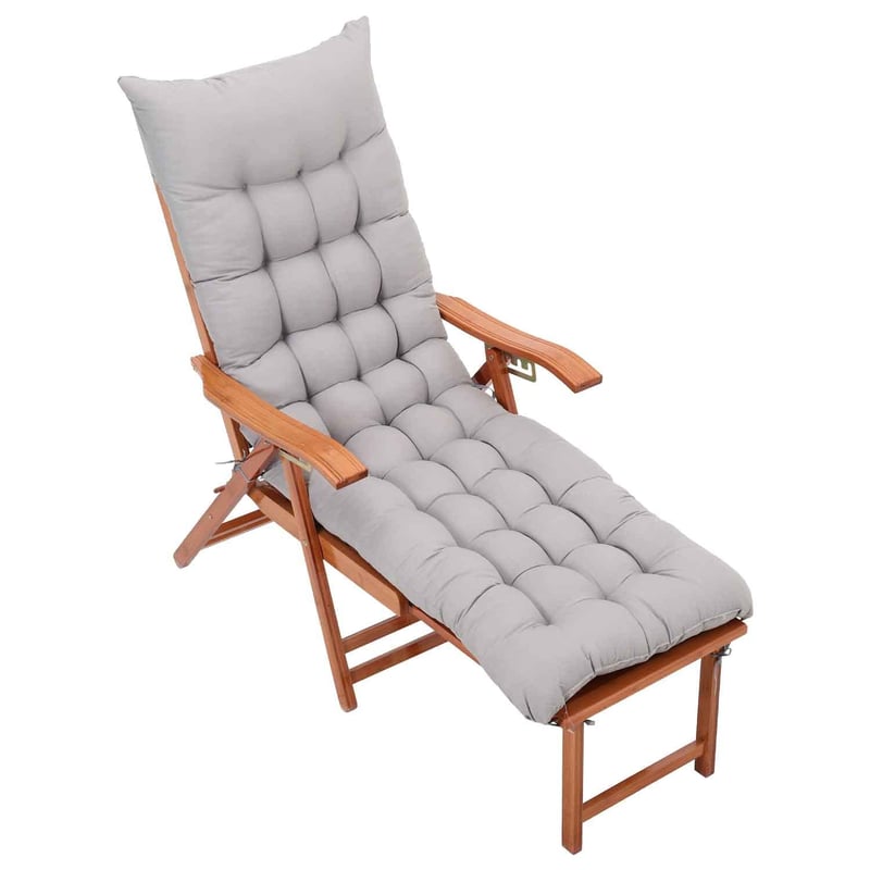 Husă pentru șezlong Warmiehomy 160x50x8 cm, Gri, Antiderapantă, Cu benzi reglabile, Pentru șezlong de grădină/exterior, Umplutură densă din bumbac PP