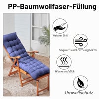 Pernă pentru șezlong Warmiehomy cu sistem anti-alunecare, 160x50x8 cm, albastru, pernă pentru șezlong de grădină pentru exterior cu baretă reglabilă, groasă și confortabilă 9