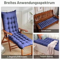 Pernă pentru șezlong Warmiehomy cu sistem anti-alunecare, 160x50x8 cm, albastru, pernă pentru șezlong de grădină pentru exterior cu baretă reglabilă, groasă și confortabilă 7
