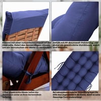 Pernă pentru șezlong Warmiehomy cu sistem anti-alunecare, 160x50x8 cm, albastru, pernă pentru șezlong de grădină pentru exterior cu baretă reglabilă, groasă și confortabilă 3