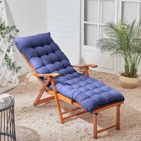 Pernă pentru șezlong Warmiehomy cu sistem anti-alunecare, 160x50x8 cm, albastru, pernă pentru șezlong de grădină pentru exterior cu baretă reglabilă, groasă și confortabilă 5