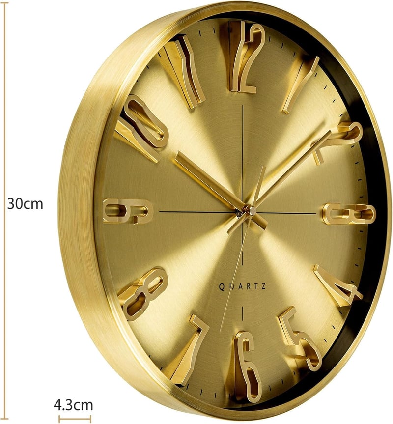 Warminn Csendes Falióra 30 cm Fekete Modern Quartz Elemmel Működő