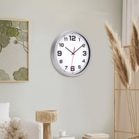Tiché nástenné hodiny Warminn bez tikania, 30 cm, strieborné, moderné kremenné hodiny s ľahkým odpočítavaním času, napájané batériou, do obývačky, kuchyne, spálne, kancelárie 6