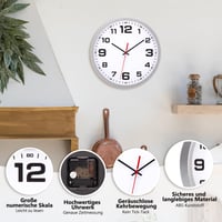 Tiché nástenné hodiny Warminn bez tikania, 30 cm, strieborné, moderné kremenné hodiny s ľahkým odpočítavaním času, napájané batériou, do obývačky, kuchyne, spálne, kancelárie 2