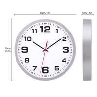 Tiché nástenné hodiny Warminn bez tikania, 30 cm, strieborné, moderné kremenné hodiny s ľahkým odpočítavaním času, napájané batériou, do obývačky, kuchyne, spálne, kancelárie 5