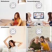 Tiché nástenné hodiny Warminn bez tikania, 30 cm, strieborné, moderné kremenné hodiny s ľahkým odpočítavaním času, napájané batériou, do obývačky, kuchyne, spálne, kancelárie 7