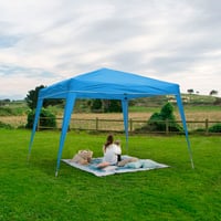 Foișor de grădină pliabil Wasabi 3x3 m, impermeabil, structură din oțel, albastru - cu sfori de ancorare și țăruși, geantă de transport, pentru grădină, terasă, camping 3