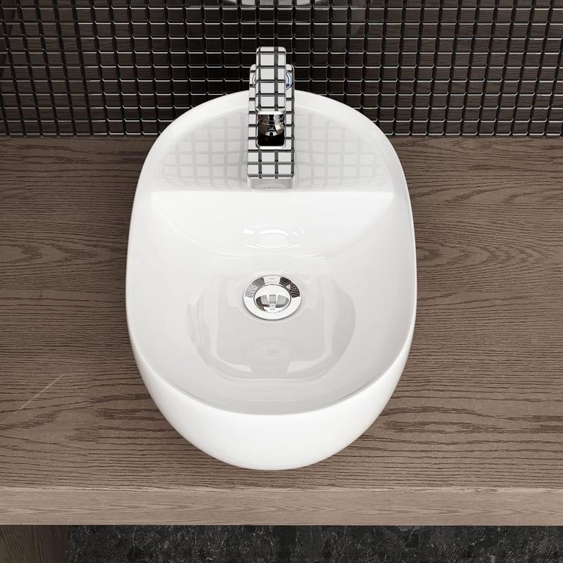 Waschbecken24 Premium Mosdó Lótusz Effektussal Fürdőszobához 26x42cm Fehér