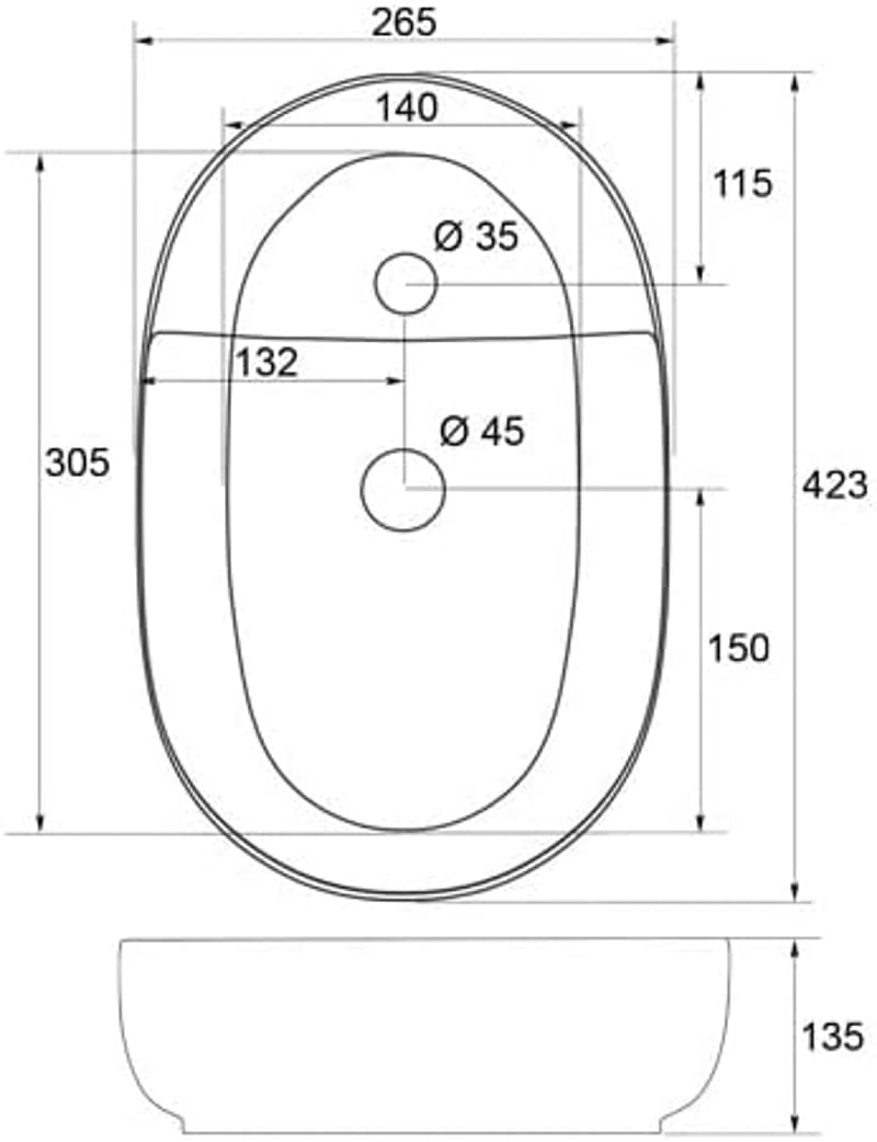 Waschbecken24 Premium Mosdó Lótusz Effektussal Fürdőszobához 26x42cm Fehér