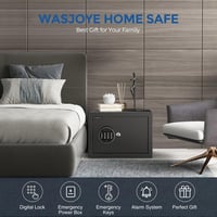 WASJOYE Elektronikus Széf Kulccsal és Kombinációs Zárral 19L Pénz Dokumentum Ékszer Tároláshoz 8