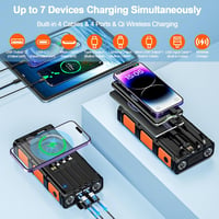 WASTDE 26800mAh Napelemes Power Bank Kurblis Kültéri Vízálló Gyorstöltés 7 Kimenet 2