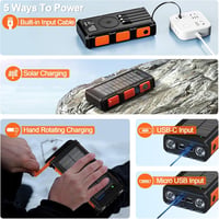 WASTDE 26800mAh Napelemes Power Bank Kurblis Kültéri Vízálló Gyorstöltés 7 Kimenet 5