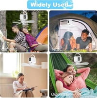 Wastou X15 kempingový ventilátor s LED lampášom, 5200 mAh, nabíjateľný cez USB, s diaľkovým ovládaním, časovačom, odnímateľnými lopatkami, biely, do stanu, na cesty 5