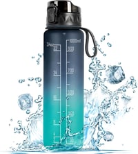 Water Bottle 1 Litre Sports Water Bottle BPA Free with Non-Slip Rubber Grip - Suitable for Bicycle, Outdoor, School, Gym 1