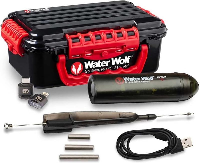 Waterwolf 2.0 WiFi vízalatti akciókamera horgászathoz - 1080p HD, 120°, 100 m vízálló, tartozékkészlettel