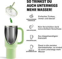 Waterdrop MICRODRINK 1,1L Termikus Ivópalack Szívószállal, Hőtartó Rozsdamentes Acél Kulacs - Zöld 3