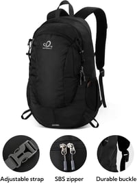 WATERFLY 30L Túrahátizsák - Vízálló Nylon Túra Hátizsák Lopásgátlóval és Esővédővel, Könnyű Kirándulóhátizsák Férfiaknak és Nőknek, Fekete - Black 6