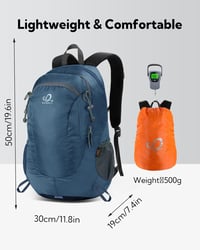 WATERFLY 30L Vízálló Túrahátizsák - Könnyű Nylon Kirándulóhátizsák Túrázáshoz, Kék Unisex Hátizsák Férfiaknak és Nőknek, Utazáshoz, Kempinge 5