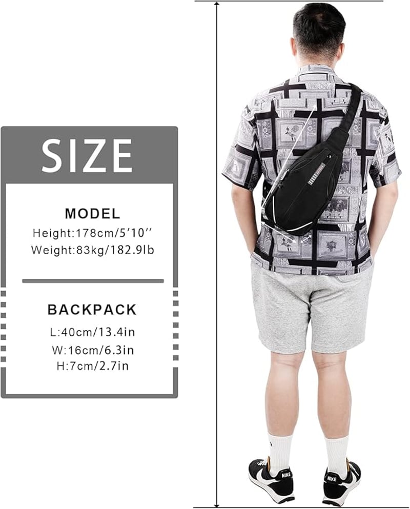 WATERFLY Antitolvaj Hátizsák Crossbody Válltáska Férfiaknak Nőknek