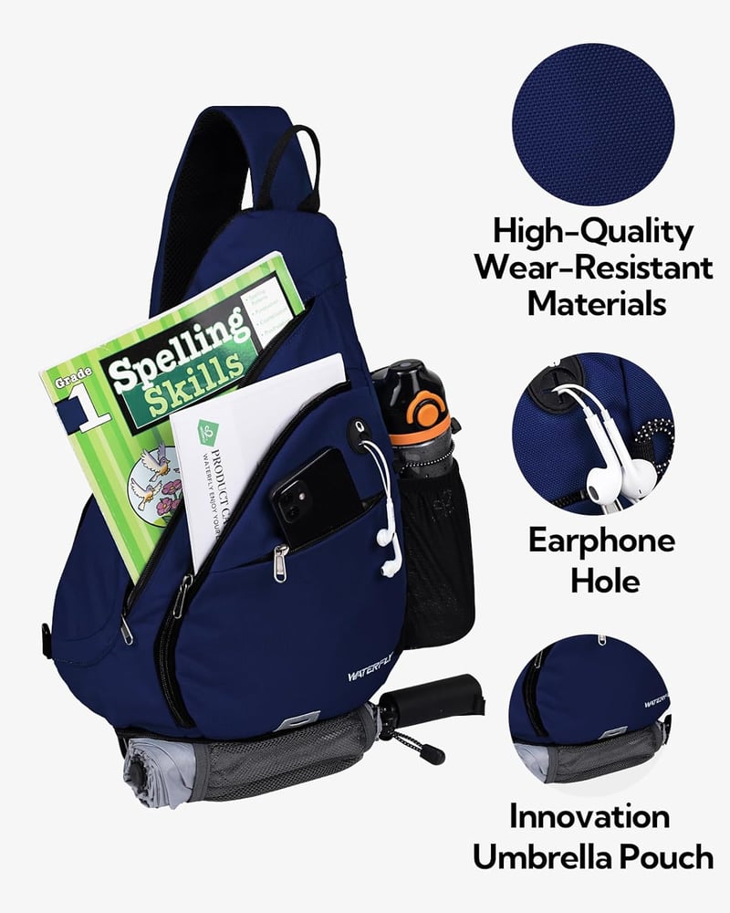 WATERFLY Crossbody hátizsák állítható pánt, outdoor sporthoz, túrázáshoz, kerékpározáshoz