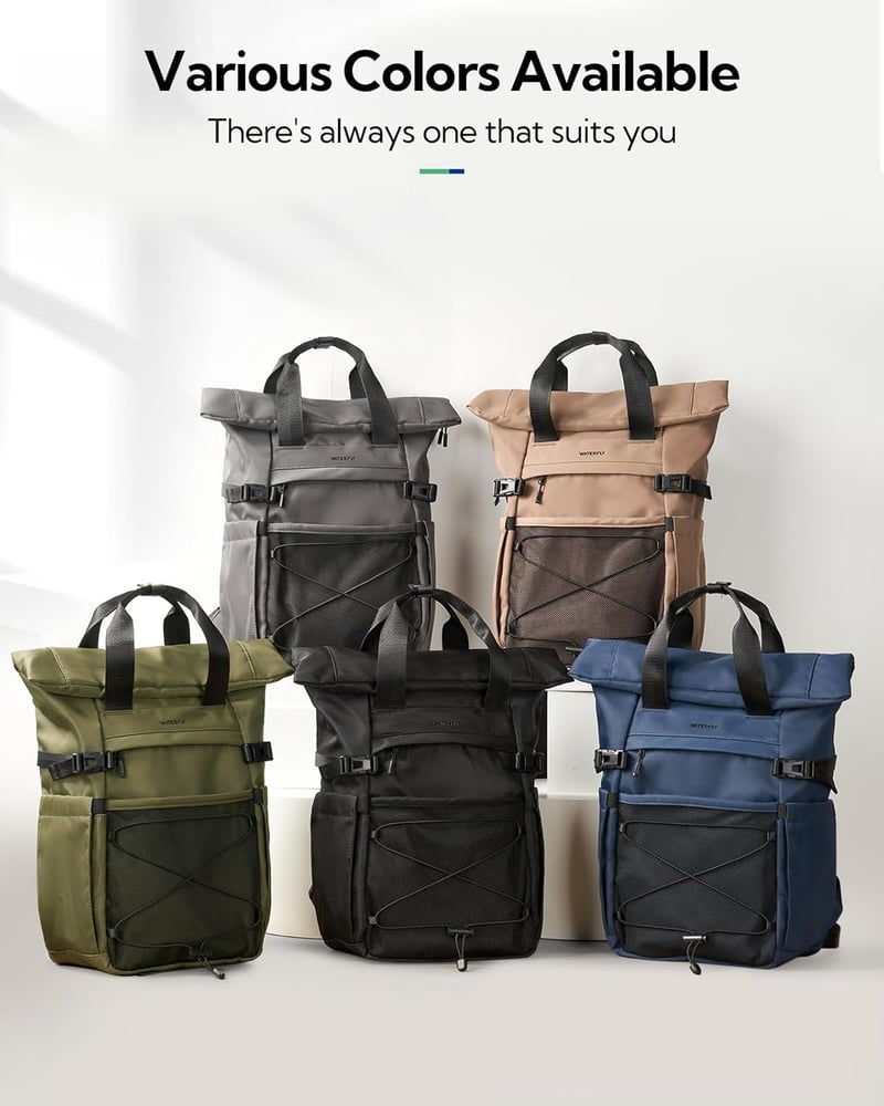 WATERFLY Rolltop hátizsák 16-21L laptop rekesz unisex utazási iskolahátizsák