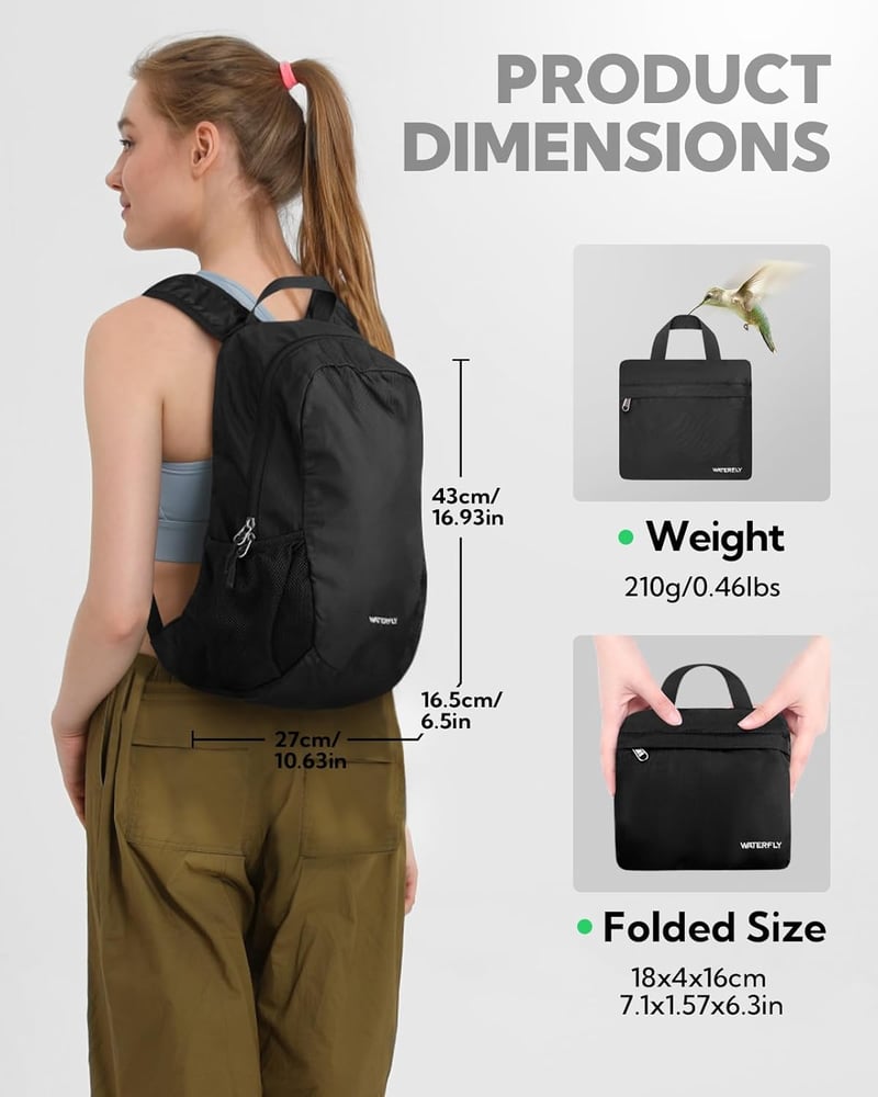 WATERFLY Ultralight 18L összecsukható hátizsák könnyű túra napi használat