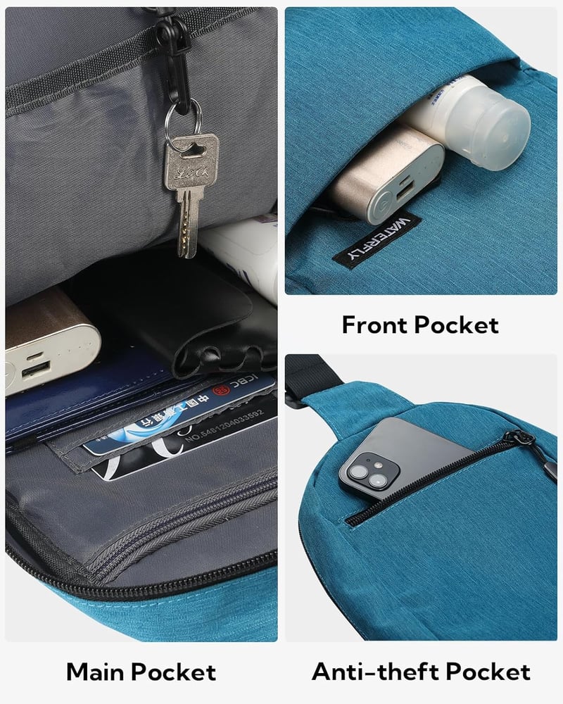 WATERFLY Válltáska Crossbody Hátizsák Férfi Női Oldaltáska Sling Backpack