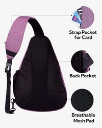 WATERFLY Vízálló Lila Egyvállas Hátizsák - Állítható Pánttal Túrázáshoz, Kerékpározáshoz, Utazáshoz - Unisex Nylon Crossbody Táska 5